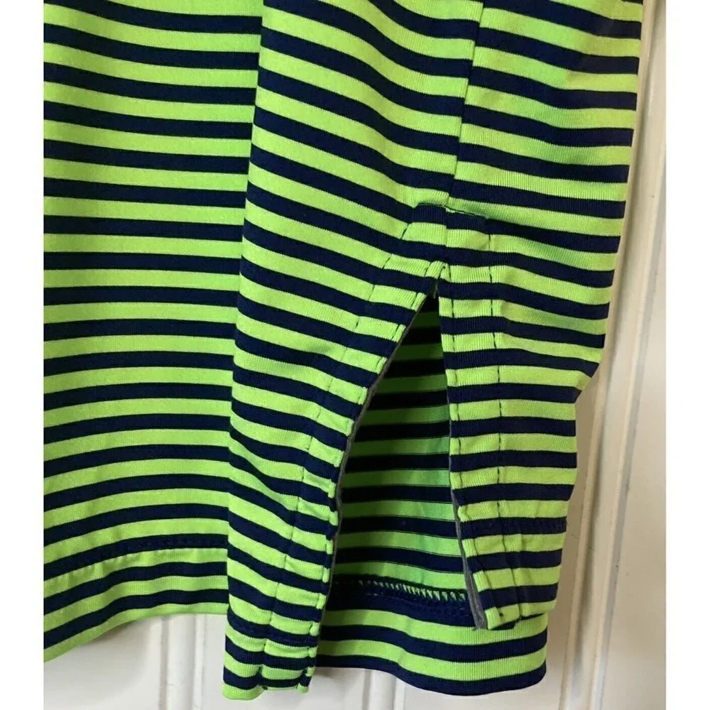 Ralph Lauren RLX Polo Shirt Mens XL Green Blue Stripe Golf Performance Top